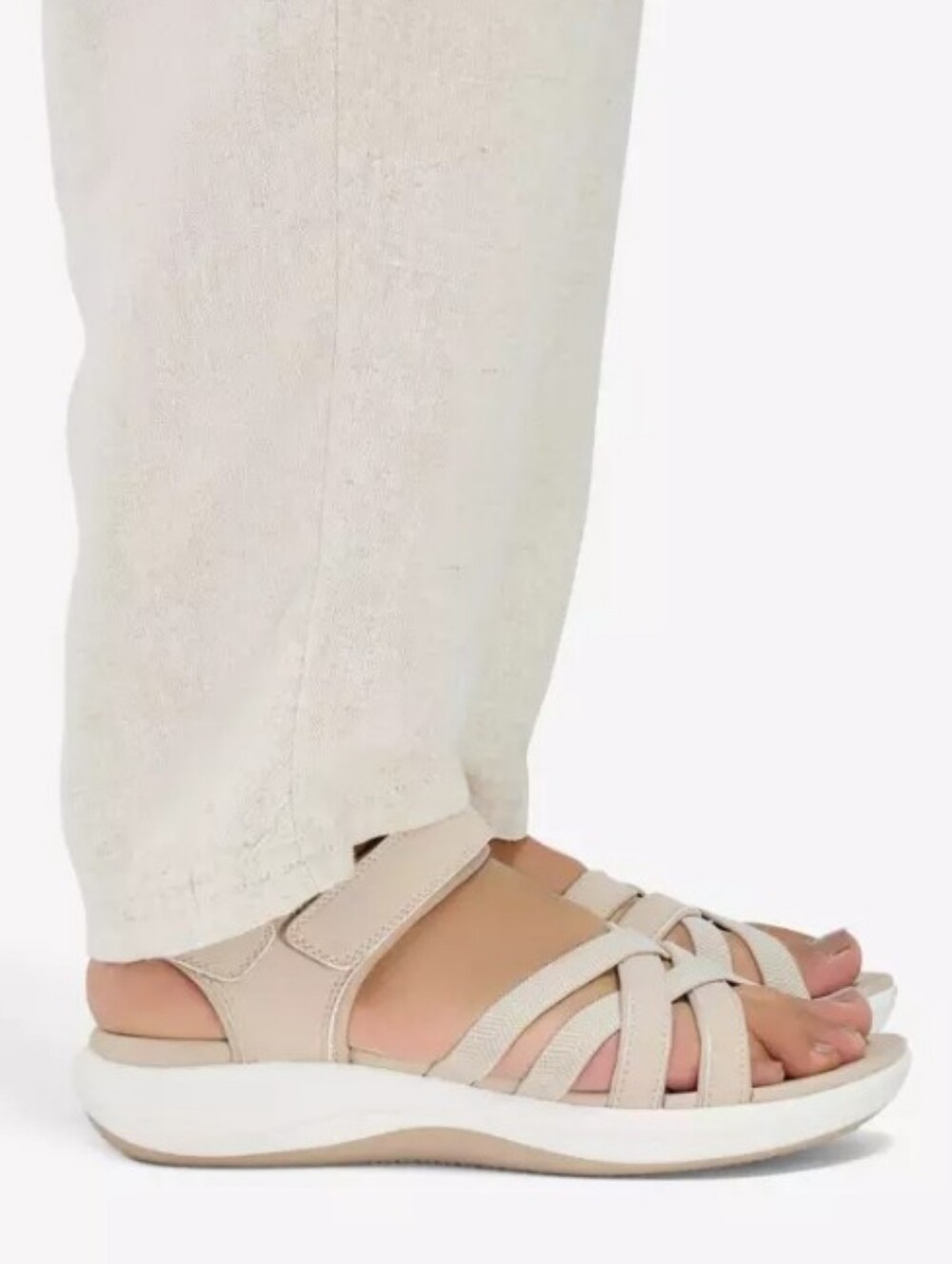 Clarks Mira Shore Beige Tan Cross-Strap Slingback Sandals 8